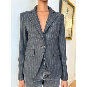 Veronica Beard Hudson Gray Pinstriped Wool Tyra Dickey Jacket Size 6 $748